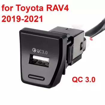 QC3.0 USB-разъем для автомобильного зарядного устройства для Toyota RAV4 2019 2020 2021, центральное положение управления, светодиодная подсветка, кнопка переключения, быстрая зарядка