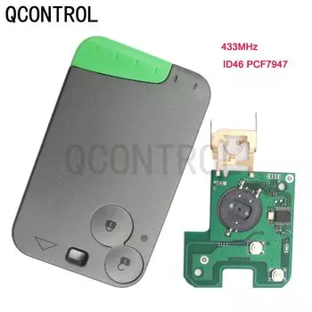 QCONTROL 2-кнопочный дистанционный ключ с чипом PCF7947, 433 МГц для Renault Laguna Espace 2001-2006, смарт-карта, дистанционный брелок для стайлинга автомобилей