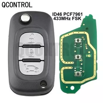 QCONTROL, 3 кнопки, флейта для Renault Fluence, Megane III, автомобильные аксессуары, замена чипа PCF7961A, 433 МГц