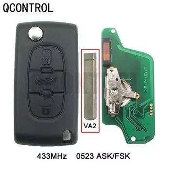 QCONTROL 3-кнопочный дистанционный откидной ключ для PEUGEOT 807 407 308 307 207 CC SW Expert Partner, автоматический дверной замок CE0523 ASK/FSK, VA2