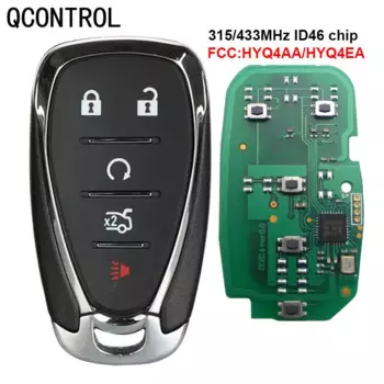QCONTROL 5-кнопочный автомобильный дистанционный смарт-ключ ID46 для Chevrolet Camaro Equinox Cruze Malibu Spark 315/433 МГц HYQ4AA HYQ4EA