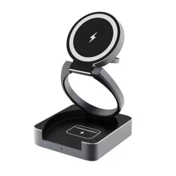 Qi2 Ультратонкая металлическая складная магнитная беспроводная зарядная станция 3-в-1 для IPhone 16 Pro, Watch Ultra 2, зарядное устройство для AirPods Pro