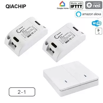QIACHIP Беспроводной умный выключатель Tuya Wi-Fi RF 433 МГц