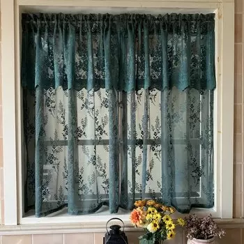 QiBeauty кружевное короткое просвечивающее занавески