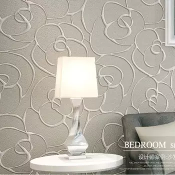 QIHANG современные минималистичные тисненые 3D розы нетканые обои кремового и серого цвета 0,53 М * 10 м = м2