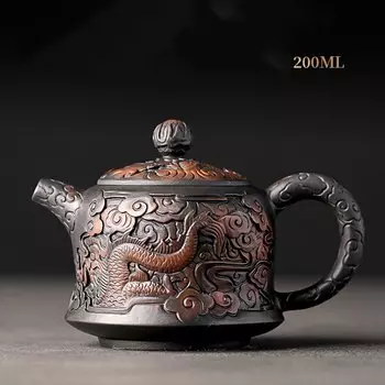 Qingxi Purple Pottery Hand-carved Teapot Household Large Ceramic Teapot Single Pot Kung Fu Tea Set Tea Ceremony Tea Divider