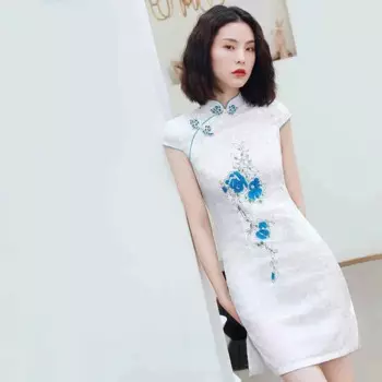 Qipao, вьетнамская одежда, элегантные китайские платья, короткое китайское платье, чонсам, восточное платье аозай ff2775