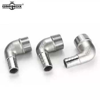 QMINOX BSPT Колено с зазубринами между шлангами 90 градусов 1/4 "-1/2" Внутренний диаметр шланга 8-20 мм Нержавеющая сталь 304 Трубный разъем Колючий колено шланга