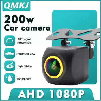 QMKJ AHD 1080P 180 градусов Автомобильная камера заднего вида с регулируемым кронштейном, 6 стеклянных линз, золотой объектив «рыбий глаз», HD ночное видение для автомобиля