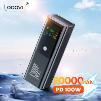 QOOVI PD 100 Вт Power Bank 20000 мАч Внешняя емкость аккумулятора Быстрая зарядка Портативное зарядное устройство Powerbank для ноутбука iPhone Samsung