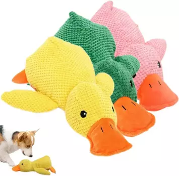 Quack-Quack игрушка для собак, 2024 новейшая собака, Успокаивающая игрушка, желтая мягкая собака, жевательные игрушки для собак, домашний щенок (желто-зеленый)