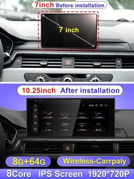 Qualcomm 8G 128G Android13 10,25 дюймов Carplay AUTO для AUDI 2018-2022 A4 A5 S5 B9 Автомобильные видеоплееры GPS-навигация Смарт-экран