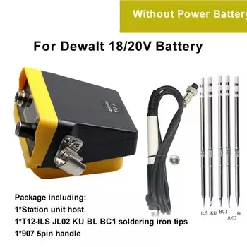 QUECOO T12-A беспроводная паяльная станция для аккумуляторов Makita/Dewalt/Milwaukee/Worx 18/20 В