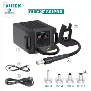 QUICK 861Pro оригинальная станция горячего воздуха BGA SMD наладочная станция умное Голосовое управление охлаждение спящий режим для ремонта микросхем PCB