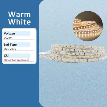 Ra98 Гибкая Светодиодная Лента 10 М, 24 В, 120, Высокая Яркость, SMD2835, 6000 К