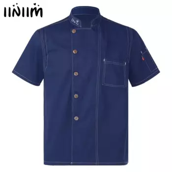 Рабочая одежда для шеф-повара отеля для мужчин и женщин, форма для выпечки, пальто для шеф-повара с коротким рукавом, пуховая куртка, форма для пекарни, кухни, готовки