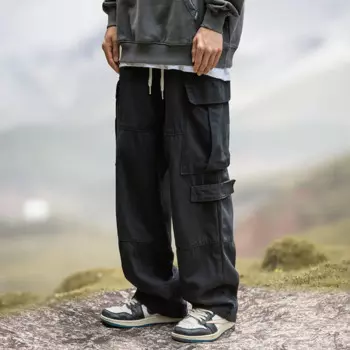 Рабочие брюки в стиле ретро, повседневные свободные комбинированные уличные мешковатые брюки, брюки-карго, мужские брюки