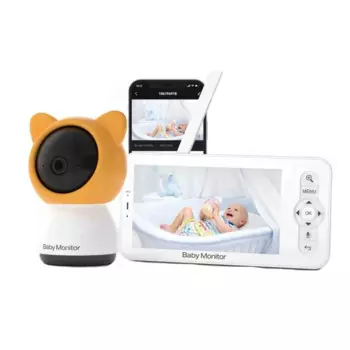 Радионяня, 5-дюймовая камера с Wi-Fi, приложение для телефона, 1080P, наклон поворота, 4-кратный зум, ночное видение, 2-сторонний разговор, аккумулятор 3000 мАч, электронный Babyphone