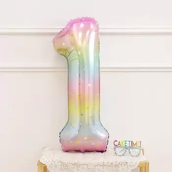 Радужные фольгированные шары 40 дюймов с цифрами DUTRIEUX