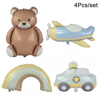 Радужные гелиевые шары с медведем xunyihappy