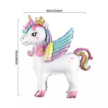 Радужный фольгированный шар единорог Partigos