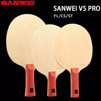 Ракетка для настольного тенниса SANWEI V5 PRO, ракетка для пинг-понга из чистой древесины, с быстрой атакой и петлей, с короткой и длинной ручкой