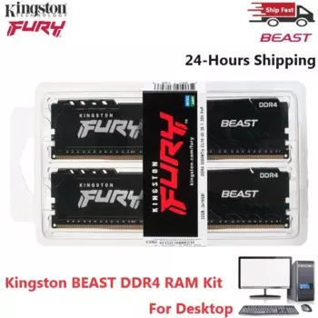 RAM Kingston BEAST DDR4 Настольная память DIMM 16 ГБ (2x8 ГБ) 32 ГБ (2x16 ГБ) Комплект 2666 МГц 3200 МГц 288 контактов Настольная оперативная память для настольной памяти