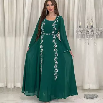 Рамадан вышивка Abaya для женщин Eid Mubarak Djellaba Marocain Jalabiya Саудовский арабский халат Женская Кафтан Исламская одежда