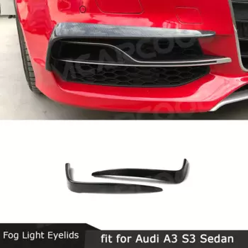Рамка передних противотуманных фар из настоящего углеродного волокна для Audi A3 S3 Sedan Hatchback 2013-2019 RS3 Style Foglamp Eyebrows Trim Cover