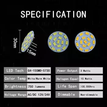 RANPO LED лампа G4 1Вт 2Вт 3Вт 12В 24В