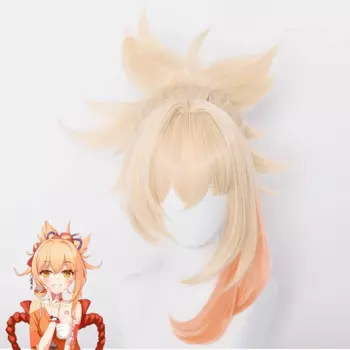 RANYU Genshin Impact Yoimiya парик синтетический длинный прямой светлый оранжевый парик с эффектом омбре для косплея