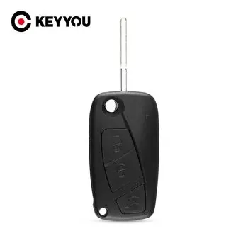 Раскладной чехол KEYYOU для FIAT, 3 кнопки, Punto Ducato Stilo, Panda Bravo Navy, черный 3 btn, складной чехол для ключа с дистанционным управлением, декодер SIP22, лезвие