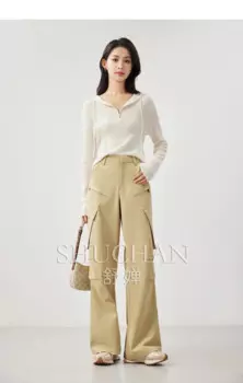 Расклешенные брюки в стиле сафари, женские брюки в уличном стиле, женские брюки с карманами из полиэстера