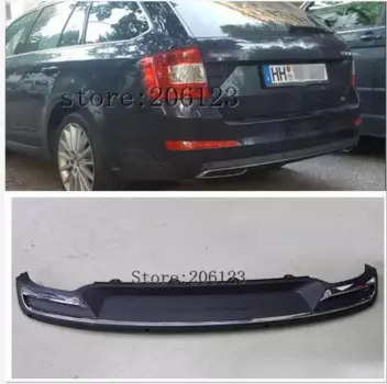 Рассеиватель для заднего бампера, черный, полипропиленовый, хромированный, для skoda Octavia 4dr или 5dr 2014, 2015, 2016, 2017