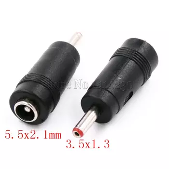 Разъем адаптера питания постоянного тока, разъем для преобразования постоянного тока, гнездо 5,5*2,1 мм, вилка, штекер 3,5*1,3 мм