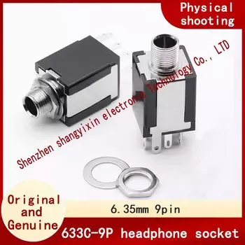Разъем для наушников 633C-9p, 6,35 мм, гнездо для микрофона, 9-контактный разъем для микрофона с медной оболочкой