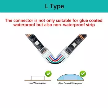 Разъем для светодиодной ленты Lisxchda, 4-контактный, 8/10 мм, регулируемый