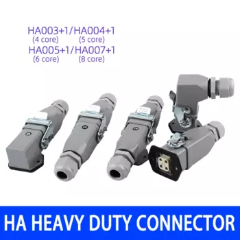 Разъем для тяжелой нагрузки HDC HA 4, 5, 6, 8-контактный разъем для тяжелых условий эксплуатации, 10 А, прямоугольная авиационная розетка, водонепроницаемая мужская сверхмощная розетка
