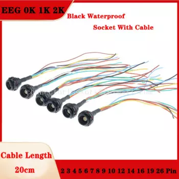 Разъем EEG 0K 1K 2K Черный с кабелем 20 см 2 3 4 5 6 7 8 9 10 12 14 16 19 26 Pin Водонепроницаемый самоблокирующийся разъем