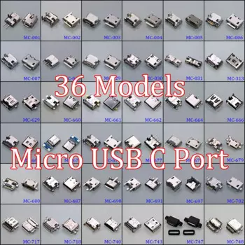 Разъем Micro USB Type-C, 36 моделей
