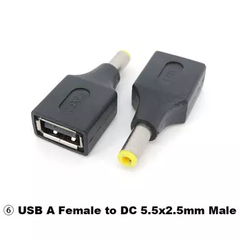 Разъем питания USB типа A «мама» на «папа» постоянного тока 2,5x0,7 3,5x1,35 4,0x1,7 5,5x2,1 5,5x2,5 «папа» 5,5x2,1 разъем «мама» адаптер преобразователь