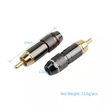 Разъем RCA, Штекерный аудиоразъем, позолоченные медные разъемы RCA, винтовой провод для пайки, металлический сплав, 47 мм x 6,2 мм, белый, красный