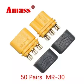 Разъем Amass MR30 штекер MR30 гнездо с оболочкой Высокоточный Трехконтактный прямой разъем для радиоуправляемых дронов аксессуары