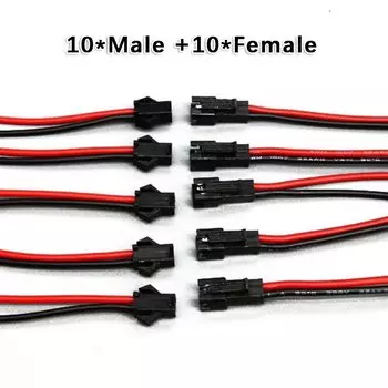 Разъемы для светодиодной ленты 2,54 мм SM 2-контактный 24AWG 5/10 пар