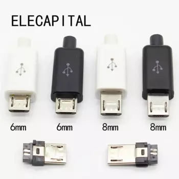 Разъемы Micro USB 5PIN ELECAPITAL 10 шт белый черный