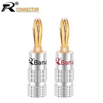 Разъемы типа «банан» R L1001 золотые 24К черные и красные