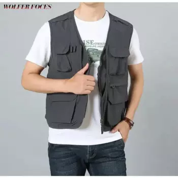 Размер Охотничий Тактический жилет мужской большой без рукавов для рыбалки стиль профессиональная Мода для отдыха Рабочая куртка джинсовая одежда на молнии