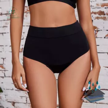 Размера плюс женские непротекаемые брюки с завышенной талией для менструации живота