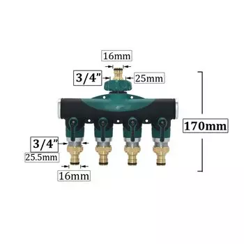 Разветвитель для садового шланга ZWDZJL 4-ходовой 3/4 дюйма