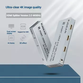 Разветвитель HDMI 2.0 1 в 2 выхода 4K 60 Гц Разветвитель HDMI 1x2 Распределитель аудио и видео Поддержка Full Ultra HD HDR для Blu-Ray